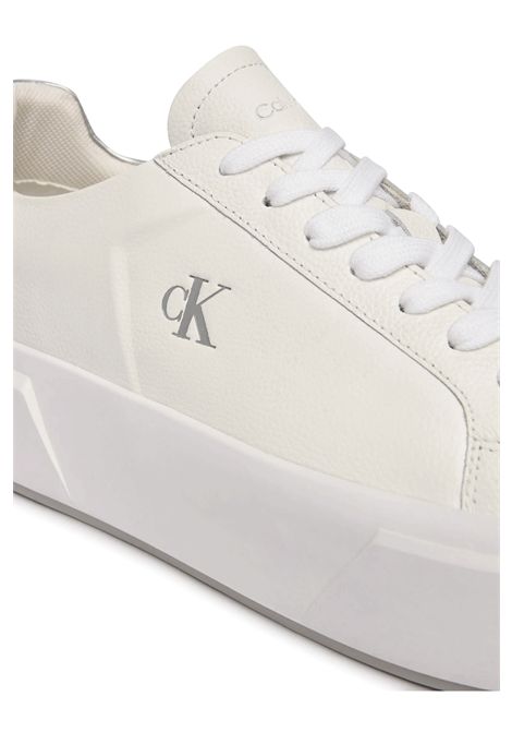 Scarpe Calvin Klein Sienna Leather Logo Flatform Bianco Argento Donna CALVIN KLEIN | Sneakers | YW0YW01929-0LC